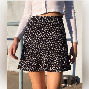 Brandy Melville Blue Genevieve Wrap Floral Skirt One Size